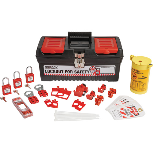 Electrical Lockout Tagout Kit with Nylon Safety Lockout Padlocks in Toolbox, Electrical Kit, 33 Components Kelford