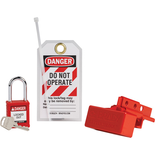 BatteryBlock Forklift Power Connector Lockout with Nylon Safety Padlock, Electrical Kit, 3 Components Kelford