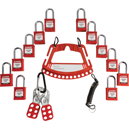 Lock & Tag Carrier with Keyed Alike Nylon Safety Lockout Padlocks Kelford