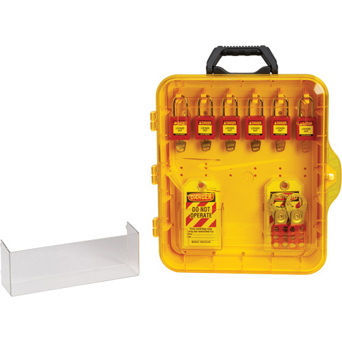 Station de cadenassage avec cadenas de s&eacute;curit&eacute; en nylon &agrave; cl&eacute;s diff&eacute;rentes, Cadenas Plastique, Capacit&eacute; de 6, Cadenas Compris Kelford