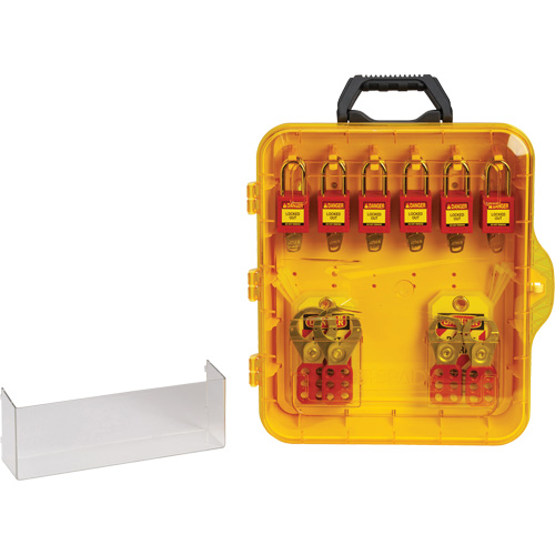 Station de cadenassage avec cadenas de s&eacute;curit&eacute; en nylon &agrave; cl&eacute; utilisant des cl&eacute;s identiques, Cadenas Plastique, Capacit&eacute; de 12, Cadenas Compris Kelford