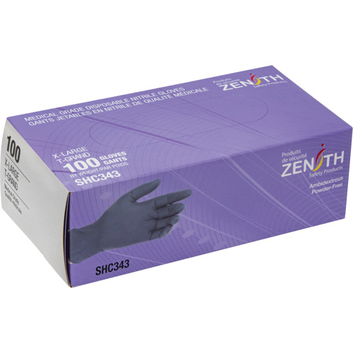 Medical Grade Disposable Gloves, X-Large, Nitrile, 6-mil, Powder-Free, Black, Class 2 Kelford