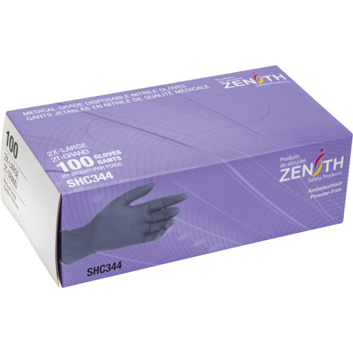 Medical Grade Disposable Gloves, 2X-Large, Nitrile, 6-mil, Powder-Free, Black, Class 2 Kelford