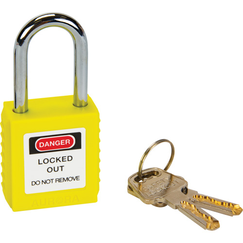Verrouillage pour les consignations, Cadenas de s&eacute;curit&eacute;, Cl&eacute;s diff&eacute;rentes, Thermoplastique, Largeur de 1-1/2" Kelford