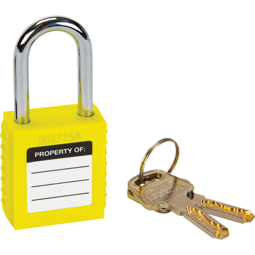 Verrouillage pour les consignations, Cadenas de s&eacute;curit&eacute;, Cl&eacute;s diff&eacute;rentes, Thermoplastique, Largeur de 1-1/2" Kelford