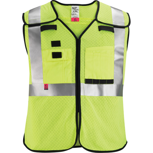 Gilet de s&eacute;curit&eacute; &agrave; maille d&eacute;tachable, Noir/Jaune lime haute visibilit&eacute;, Moyen/Petit Kelford