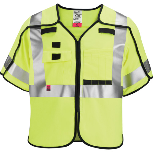 Breakaway Mesh Safety Vest, Black/High Visibility Lime-Yellow, Medium/Small Kelford