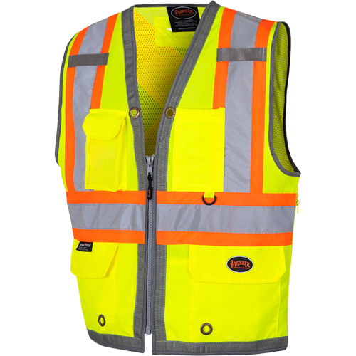 6673 Veste d'arpenteur au dos en maille avec fermeture &agrave; glissi&egrave;re, Jaune lime haute visibilit&eacute;, Petit, Polyester Kelford