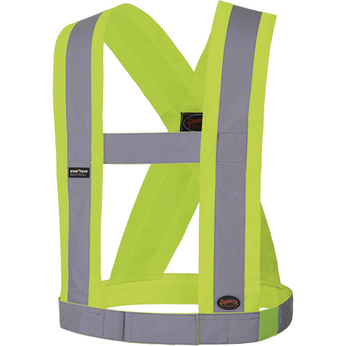 5492 4" Wide Adjustable Safety Sash, Meets/Exceeds CSA Z96 Class 2 - Level 2, High Visibility Lime-Yellow, Silver Reflective Colour, One Size Kelford