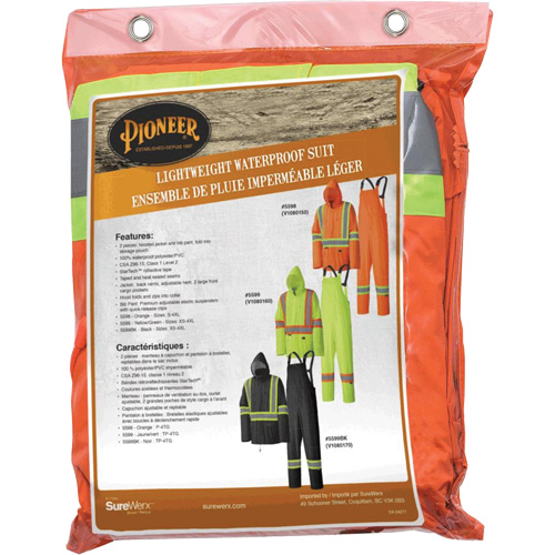 5598 Combinaison de pluie imperm&eacute;able et l&eacute;g&egrave;re, Polyester/PVC, Petit, Orange haute visibilit&eacute; Kelford