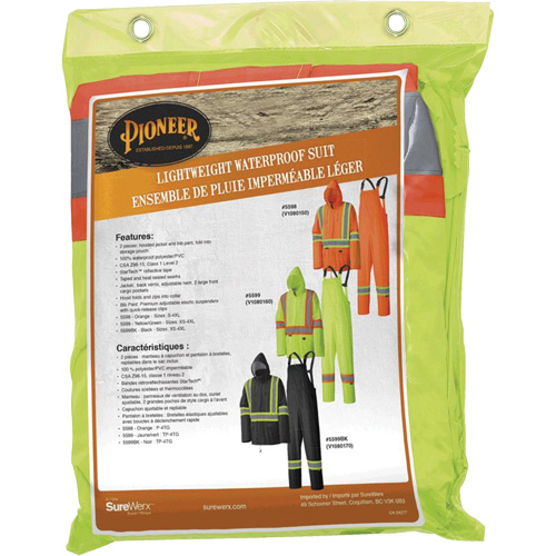 5599 Combinaison de pluie imperm&eacute;able et l&eacute;g&egrave;re, Polyester/PVC, T-petit, Jaune lime haute visibilit&eacute; Kelford