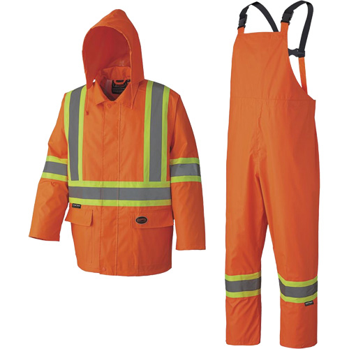 5608 210D Waterproof Rain Suit, Polyester/PVC, Small, High Visibility Orange Kelford
