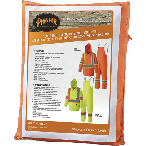 5608 210D Waterproof Rain Suit, Polyester/PVC, Small, High Visibility Orange Kelford
