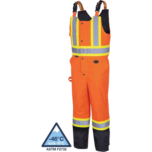 5040BB Waterproof Quilted Bib Pants, Polyester, X-Small, Black/High Visibility Orange Kelford