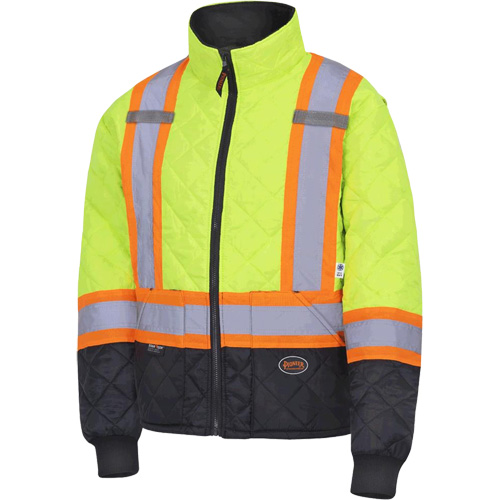 5016 Quilted Freezer Jacket, Polyester, Black/High Visibility Lime-Yellow, X-Small Kelford