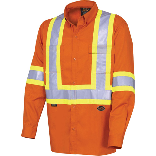 4441 Ultra-Cool Long-Sleeved Safety Shirt, Cotton, Small, High Visibility Orange Kelford