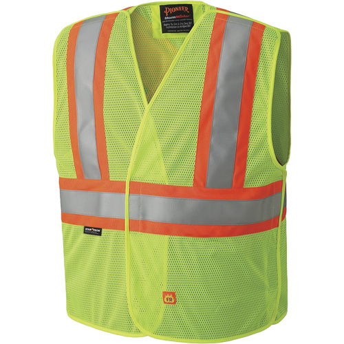 6916A Flame Resistant Safety Vest, High Visibility Lime-Yellow, Medium/Small, Polyester Kelford