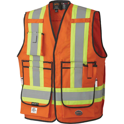 7732 FR-Tech&reg; Flame-Resistant Arc Surveyor's Vest, Small, High Visibility Orange, 9.7 cal/cm² Kelford