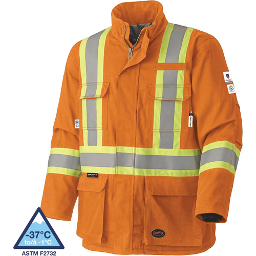 5533 Flame-Resistant Safety Parka, Small, High Visibility Orange, 58 cal/cm² Kelford
