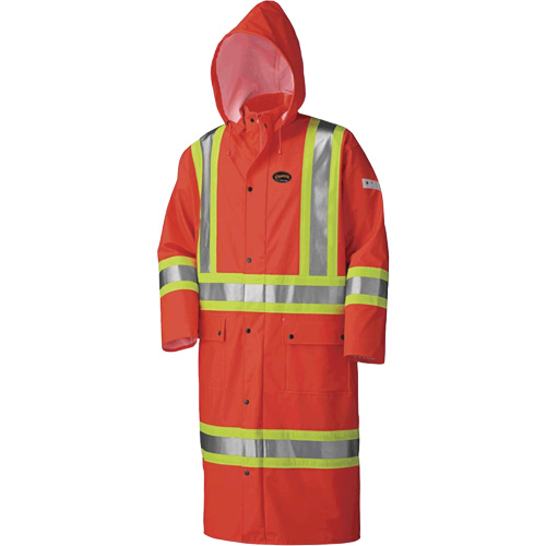 5896 Flame Resistant Waterproof Long Coat, Small, High Visibility Orange Kelford