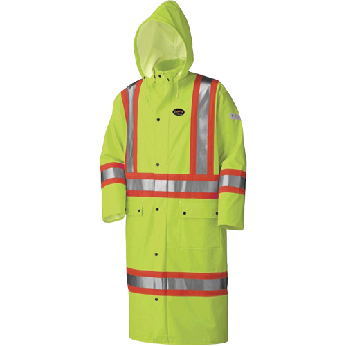 5897 Flame Resistant Waterproof Long Coat, Large, High Visibility Lime-Yellow Kelford