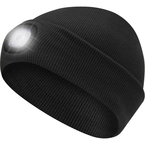 5678 Tuque en tricot avec lampe frontale &agrave; DEL, Doublure en Molleton, Taille unique, Noir Kelford
