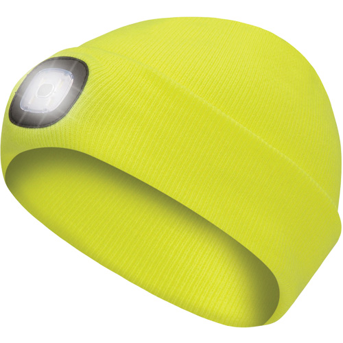 5676 Tuque en tricot avec lampe frontale &agrave; DEL, Doublure en Molleton, Taille unique, Jaune haute visibilit&eacute; Kelford