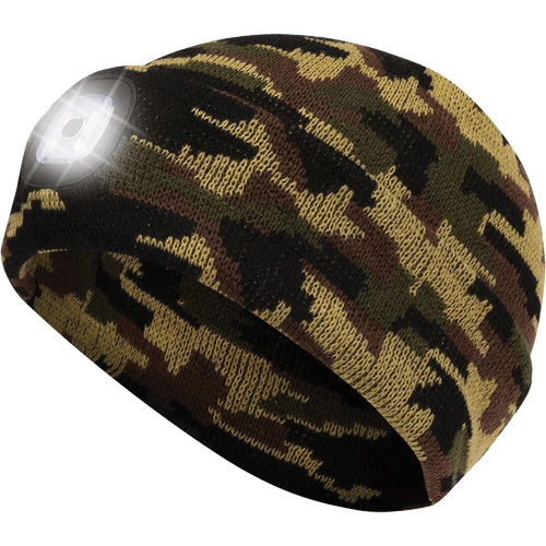 5677 Tuque en tricot avec lampe frontale &agrave; DEL, Doublure en Molleton, Taille unique, Camo Kelford