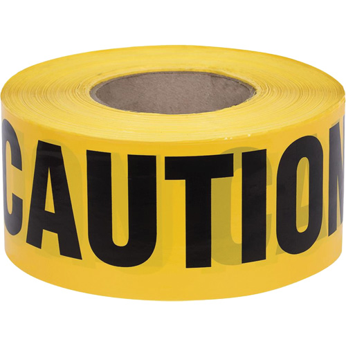 387 Caution Tape, English, 3" W x 1000' L, 1.5 mils, Black on Yellow Kelford