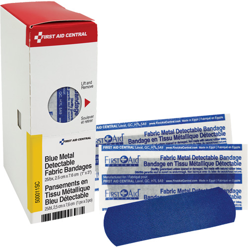 Fabric Blue Detectable Bandages, Rectangular/Square, 1", Fabric Metal Detectable, Sterile Kelford
