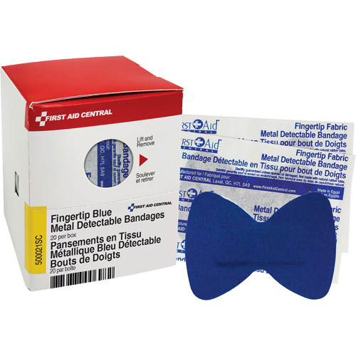 Fingertip Blue Detectable Bandages, Fingertip, Fabric Metal Detectable, Sterile Kelford