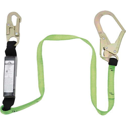 SA-5402-4 Shock Absorbing Lanyard, 4', Rebar Hook Center, Snap Hook Leg Ends, Polyester Kelford