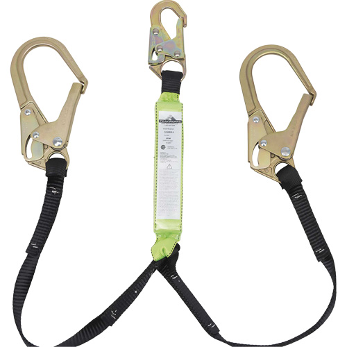 SA-64022-4 Shock Absorbing Lanyard, 4', Rebar Hook Center, Snap Hook Leg Ends, Polyester Kelford
