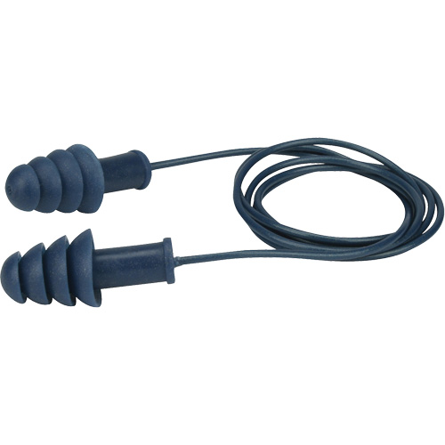 Bouchons doreilles en TPR d&eacute;tectables et r&eacute;utilisables, Avec cordon, Vrac - Boîte, 27 dB NRR, Taille unique Kelford