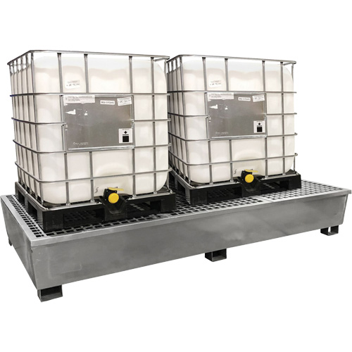 Steel Ultra-Twin IBC Spill Pallet&reg;, 370 US gal. Spill Capacity, 103.8" x 26.8" x 51.1" Kelford