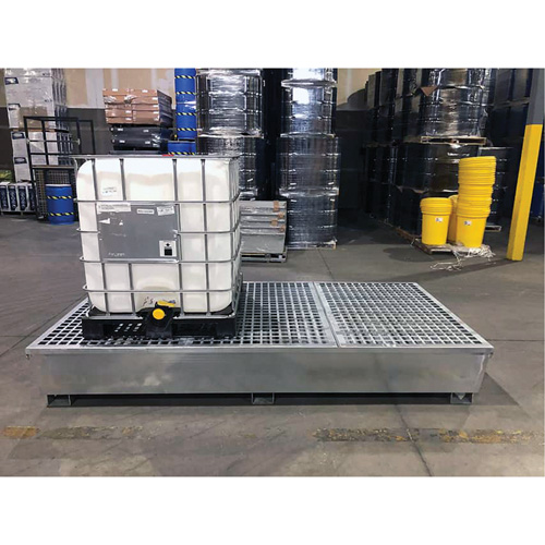 Steel Ultra-Twin IBC Spill Pallet&reg;, 370 US gal. Spill Capacity, 103.8" x 26.8" x 51.1" Kelford