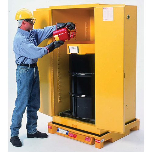 Single Drum Ultra-Safety Cabinet Bladder System, 37,8" lo x 37,8" la x 6,3" h, Capacit&eacute; de charge 1500 lb Kelford