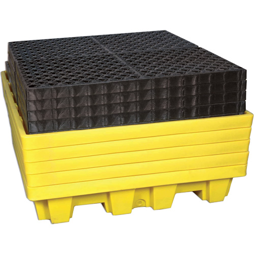 Ultra-Spill Pallet emboitable, 4 barils, Capacit&eacute; de d&eacute;versement 66 gal. US, 51" x 51" x 10" Kelford