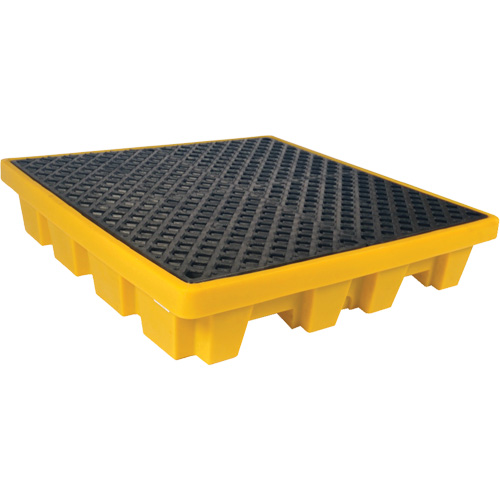 Ultra-Spill Pallet emboitable, 4 barils, Capacit&eacute; de d&eacute;versement 66 gal. US, 51" x 51" x 10" Kelford
