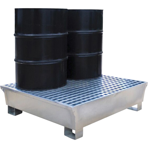 Ultra-Spill Pallet en acier, 2 barils, Capacit&eacute; de d&eacute;versement 68 gal. US, 47,2" x 31,4" x 17,4" Kelford