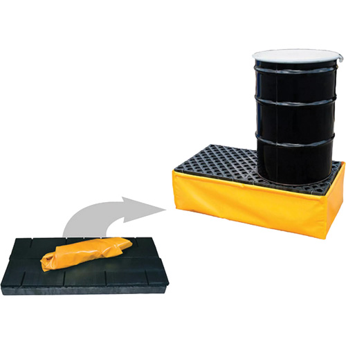 Ultra-Spill Pallet flexible, 2 barils, Capacit&eacute; de d&eacute;versement 66 gal. US, 48" x 24" x 14" Kelford
