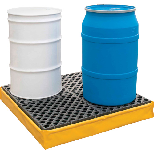 Ultra-Spill Pallet flexible, 4 barils, Capacit&eacute; de d&eacute;versement 66 gal. US, 48" x 48" x 7" Kelford