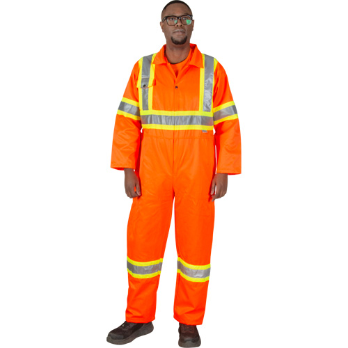 Unlined Safety Coveralls, Large, High Visibility Orange Kelford