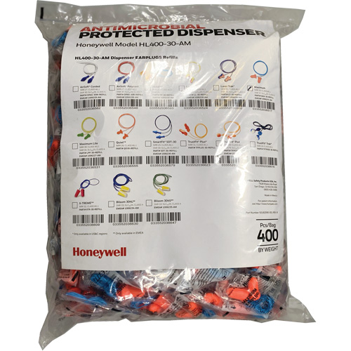 Recharge de bouchons doreille Max-30 pour le distributeur HL400, Vrac - Sac en poly, Avec cordon Kelford