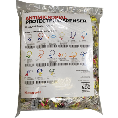 LL-30 Earplugs Refill for HL400 Dispenser, Bulk - Polybag, Corded Kelford
