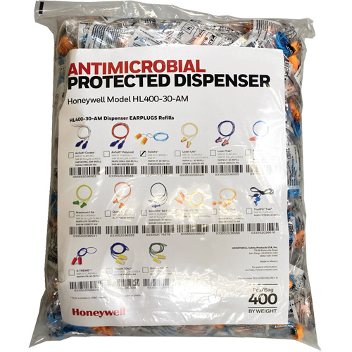 Recharge de bouchons doreille FF-30 pour le distributeur HL400, Vrac - Sac en poly, Avec cordon Kelford