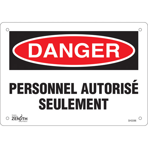 "Personnel autoris&eacute; seulement" Sign, 7" x 10", Plastic, French Kelford