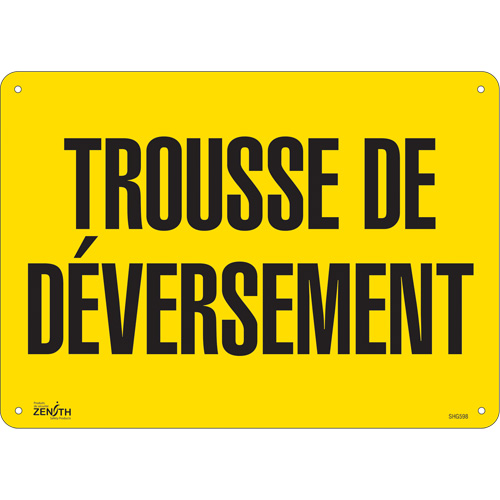 "Trousse de d&eacute;versement" Sign, 10" x 14", Plastic, French Kelford