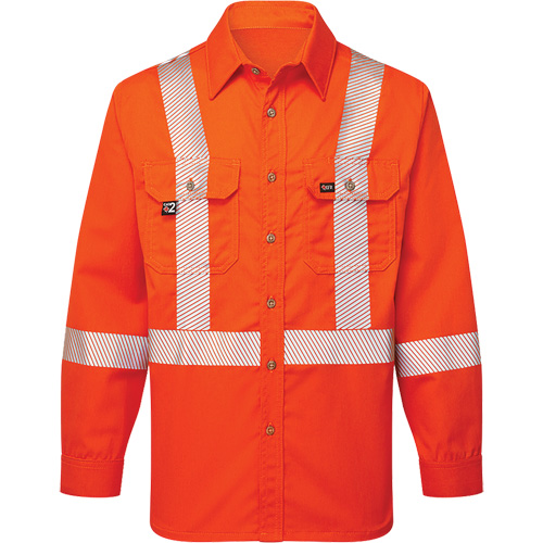 Chemise de travail FR ray&eacute;e et segment&eacute;e Ultrasoft, T-Grand, Orange Kelford