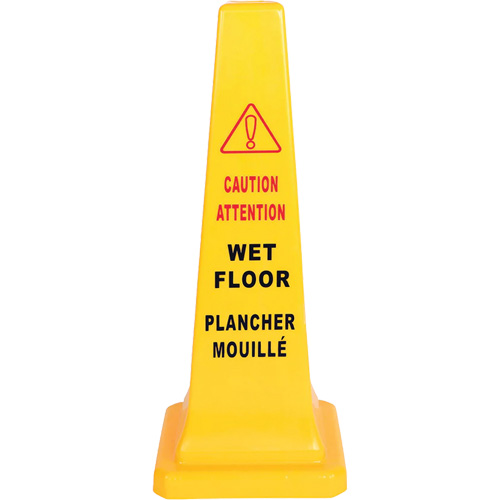 C&ocirc;ne d'avertissement de plancher mouill&eacute;, Bilingue avec pictogramme Kelford